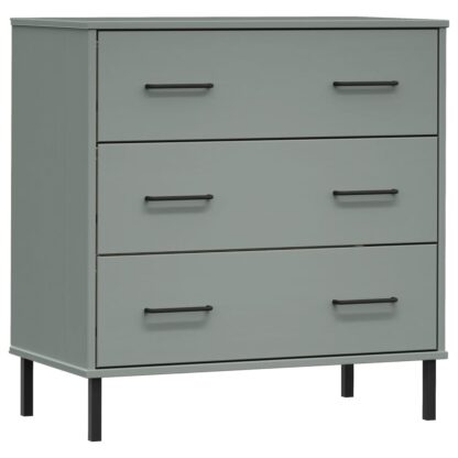 Sideboard OSLO mit 3 Schubladen Grau 77x40x79,5 cm Massivholz - Image 2