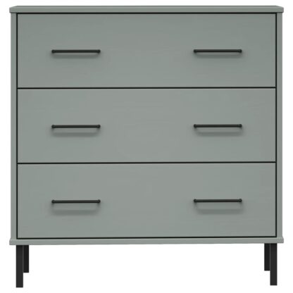 Sideboard OSLO mit 3 Schubladen Grau 77x40x79,5 cm Massivholz - Image 4