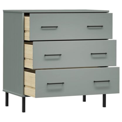 Sideboard OSLO mit 3 Schubladen Grau 77x40x79,5 cm Massivholz - Image 5