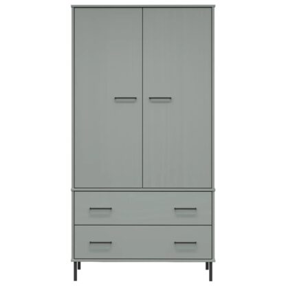 Kleiderschrank OSLO Metallbeine Grau 90x55x172,5cm Massivholz - Image 4