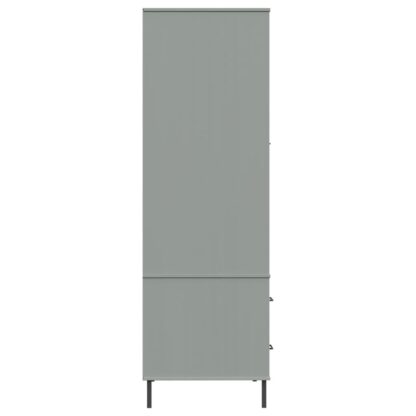 Kleiderschrank OSLO Metallbeine Grau 90x55x172,5cm Massivholz - Image 6