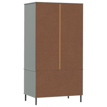 Kleiderschrank OSLO Metallbeine Grau 90x55x172,5cm Massivholz - Image 7