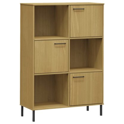 Bücherregal OSLO Metallbeine Braun 90x35x128,5 cm Massivholz - Image 2