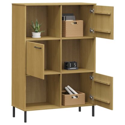 Bücherregal OSLO Metallbeine Braun 90x35x128,5 cm Massivholz - Image 3