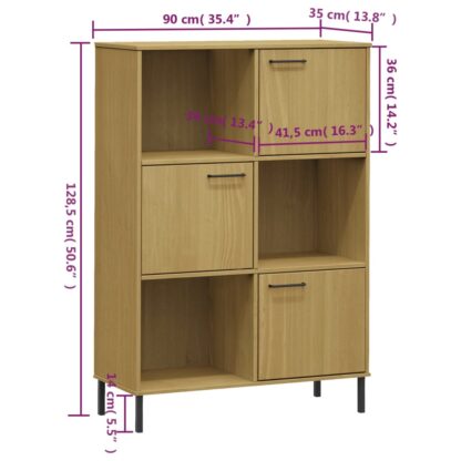 Bücherregal OSLO Metallbeine Braun 90x35x128,5 cm Massivholz - Image 8