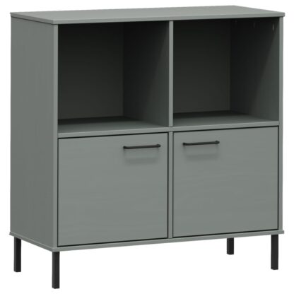 Bücherregal OSLO mit Metallbeinen Grau 90x35x90,5 cm Massivholz - Image 2