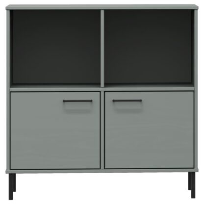 Bücherregal OSLO mit Metallbeinen Grau 90x35x90,5 cm Massivholz - Image 4