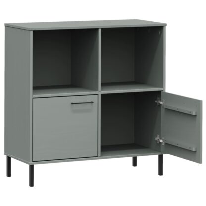 Bücherregal OSLO mit Metallbeinen Grau 90x35x90,5 cm Massivholz - Image 5