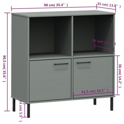 Bücherregal OSLO mit Metallbeinen Grau 90x35x90,5 cm Massivholz - Image 8