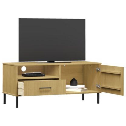 TV-Schrank OSLO mit Metallbeinen Braun Massivholz Kiefer - Image 3