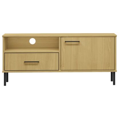 TV-Schrank OSLO mit Metallbeinen Braun Massivholz Kiefer - Image 4