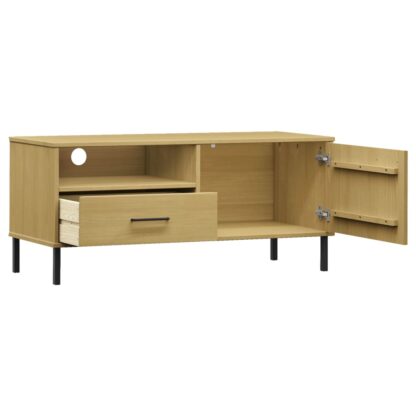 TV-Schrank OSLO mit Metallbeinen Braun Massivholz Kiefer - Image 5
