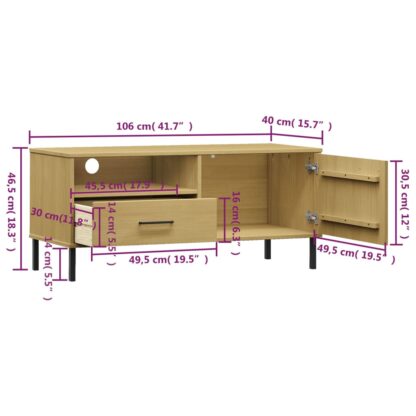 TV-Schrank OSLO mit Metallbeinen Braun Massivholz Kiefer - Image 8