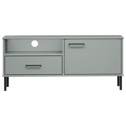 TV-Schrank OSLO mit Metallbeinen Grau Massivholz Kiefer - Image 4