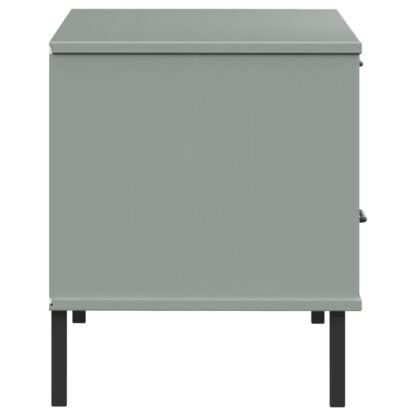 TV-Schrank OSLO mit Metallbeinen Grau Massivholz Kiefer - Image 6