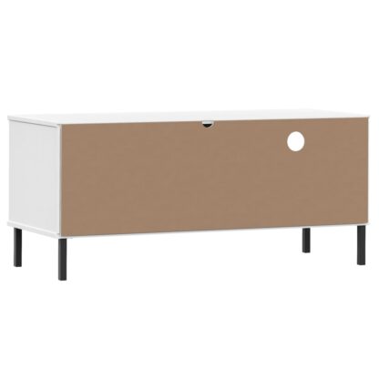 TV-Schrank OSLO mit Metallbeinen Weiß Massivholz Kiefer - Image 7