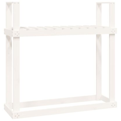 Kaminholzregal Weiß 110x35x108,5 cm Massivholz Kiefer - Image 2