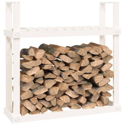 Kaminholzregal Weiß 110x35x108,5 cm Massivholz Kiefer - Image 4