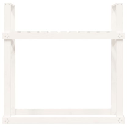 Kaminholzregal Weiß 110x35x108,5 cm Massivholz Kiefer - Image 5