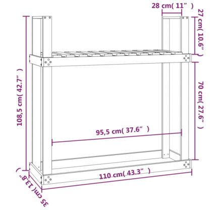 Kaminholzregal Weiß 110x35x108,5 cm Massivholz Kiefer - Image 8