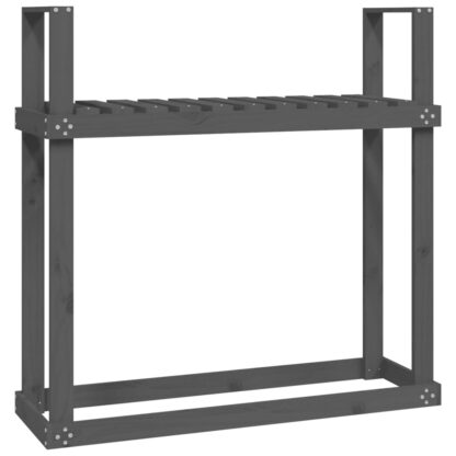Kaminholzregal Grau 110x35x108,5 cm Massivholz Kiefer - Image 2