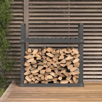 Kaminholzregal Grau 110x35x108,5 cm Massivholz Kiefer - Image 3