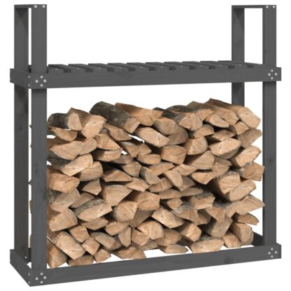 Kaminholzregal Grau 110x35x108,5 cm Massivholz Kiefer - Image 4
