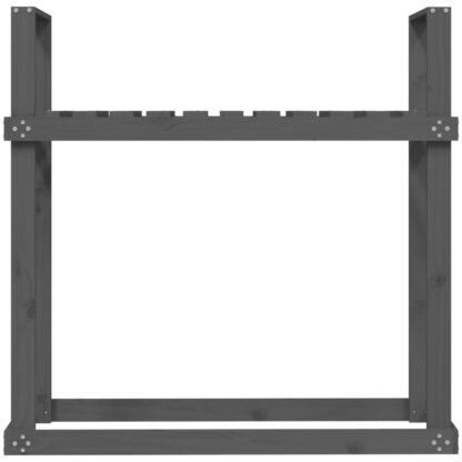 Kaminholzregal Grau 110x35x108,5 cm Massivholz Kiefer - Image 5