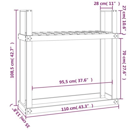 Kaminholzregal Grau 110x35x108,5 cm Massivholz Kiefer - Image 8