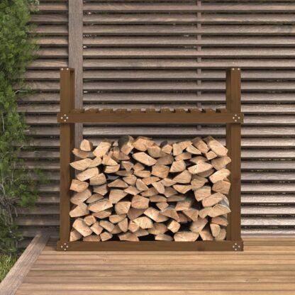 Kaminholzregal Honigbraun 110x35x108,5 cm Massivholz Kiefer - Image 3