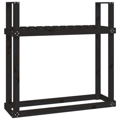 Kaminholzregal Schwarz 110x35x108,5 cm Massivholz Kiefer - Image 2
