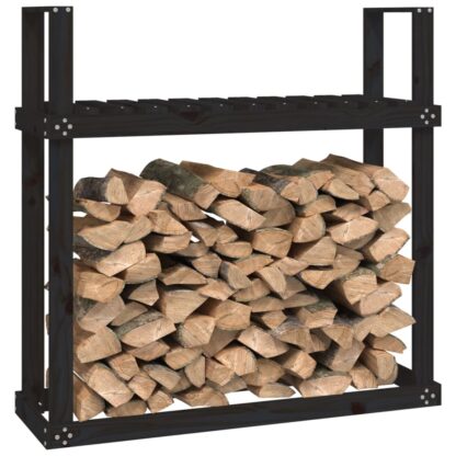 Kaminholzregal Schwarz 110x35x108,5 cm Massivholz Kiefer - Image 4