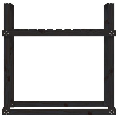 Kaminholzregal Schwarz 110x35x108,5 cm Massivholz Kiefer - Image 5