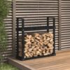 Kaminholzregal Schwarz 110x35x108,5 cm Massivholz Kiefer