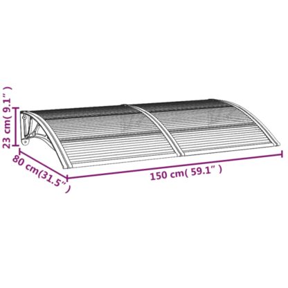 Türvordach Grau 150x75 cm Polycarbonat - Image 6