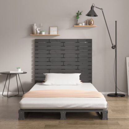Wand-Kopfteil Grau 126x3x91,5 cm Massivholz Kiefer - Image 3