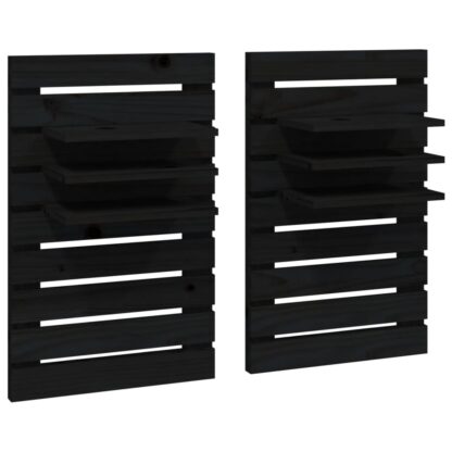 Wand-Nachttische 2 Stk. Schwarz Massivholz Kiefer - Image 2