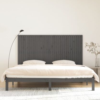 Wand-Kopfteil Grau 204x3x110 cm Massivholz Kiefer - Image 3