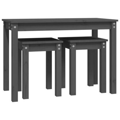 Satztische 3 Stk. Grau Massivholz Kiefer - Image 6