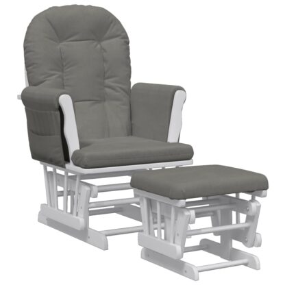 Schaukelsessel mit Hocker Gleitend Dunkelgrau Stoff - Image 2