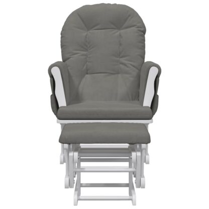 Schaukelsessel mit Hocker Gleitend Dunkelgrau Stoff - Image 3
