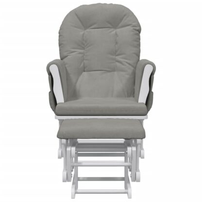 Schaukelsessel mit Hocker Gleitend Hellgrau Stoff - Image 3
