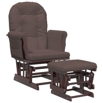 Schaukelsessel mit Hocker Gleitend Braun Stoff - Image 2