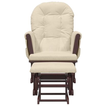 Schaukelsessel mit Hocker Gleitend Cremeweiß Stoff - Image 3