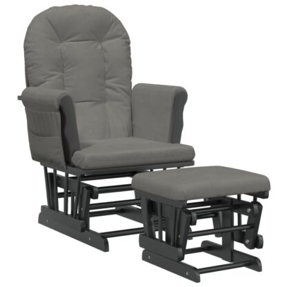 Schaukelsessel mit Hocker Gleitend Dunkelgrau Stoff - Image 2