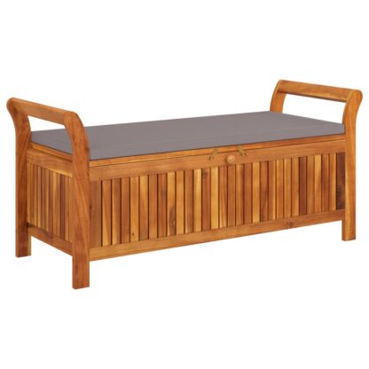 Garten-Truhenbank mit Kissen 126 cm Massivholz Akazie - Image 2
