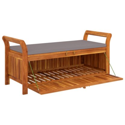Garten-Truhenbank mit Kissen 126 cm Massivholz Akazie - Image 4