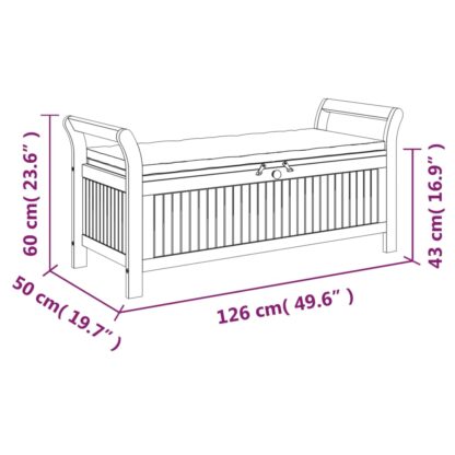 Garten-Truhenbank mit Kissen 126 cm Massivholz Akazie - Image 10