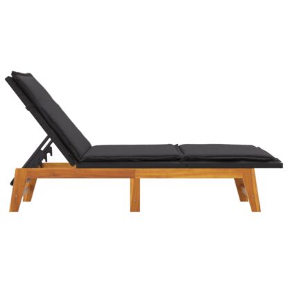 Sonnenliege mit Kissen Poly Rattan & Massivholz Akazie - Image 5