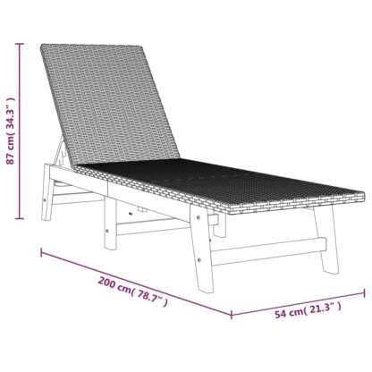 Sonnenliege mit Kissen Poly Rattan & Massivholz Akazie - Image 11